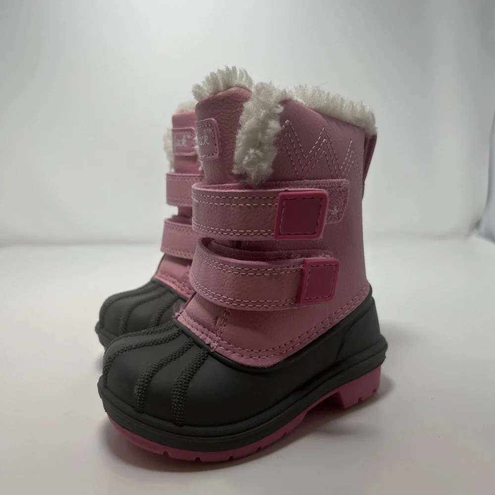Cat & Jack Denver Winter Boots (TS) Toddler Size 5 Pink/Gray Faux‎ Shearling